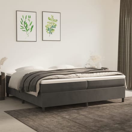 vidaXL - Boxspring - bed - 200x200 - cm - fluweel - donkergrijs