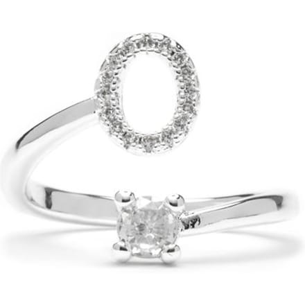 Luxenter Ring met glanzende zirkonia, zilveren afwerking - Alphabet