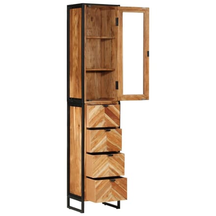 vidaXL - Badkamerkast - 40x27x190 - cm - ijzer - en - massief - acaciahout