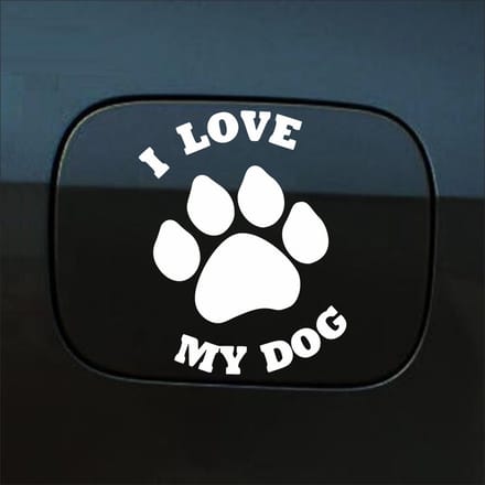 Bumpersticker - I Love My Dog - 13,9 X 9,3 - Wit