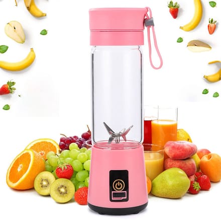 Draagbare blender -Blender -Smoothie Maker - Mixer -Mini Blender -USB oplaadbare blender - Draagbare Blender - Oplaadbare mini Blender -4 messen werken - Blender smoothie - Afneembare compacte blender - Smoothieblender - 380 ml - Roze