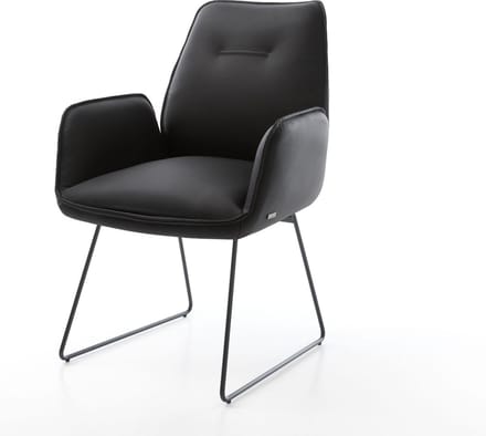 Gestoffeerde-stoel Zoa-Flex slipframe zwart echt leer zwart pocketveer kern