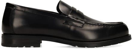 Manfield - Heren - Zwarte leren loafers - Maat 40