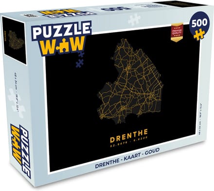 Puzzel Drenthe - Kaart - Goud - Legpuzzel - Puzzel 500 stukjes