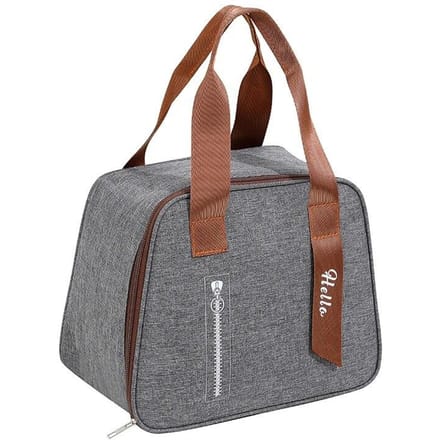 Draagbare lunchtas Lunchbox Geïsoleerde canvas tas School Bento Draagbare dinercontainer Picknickvoedselbewaarzak grijs