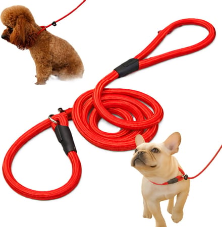 Sliplijn met Stop voor Honden – Nylon Trainingslijn 130 cm – Extra Sterk – Rood