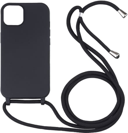 Hoesje geschikt voor iPhone 16e - Backcover - Koord - Softcase - Flexibel - TPU - Zwart