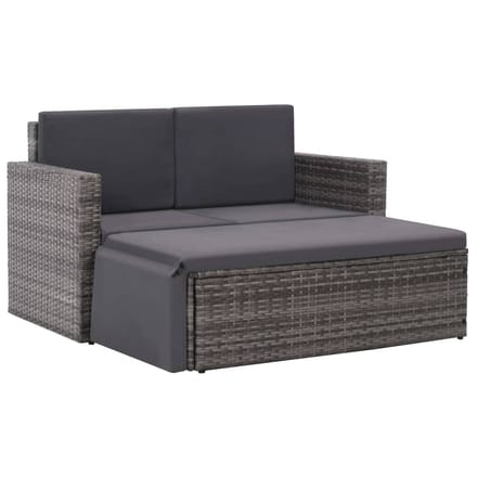 vidaXL - 2-delige - Loungeset - met - kussens - poly - rattan - grijs