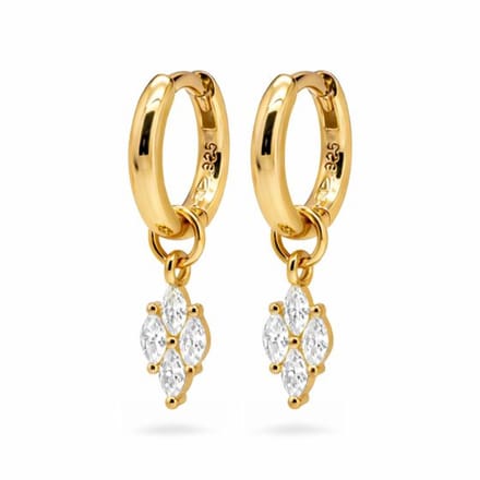 Karma Oorhangers Ruit Zirkonias Crystal Goudkleurig