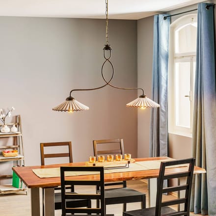 ONLI Hanglamp Rosina 2-lamps lichtroze/brons