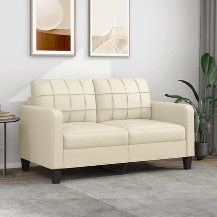 vidaXL - Tweezitsbank - 140 - cm - kunstleer - crèmekleurig
