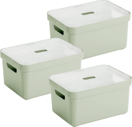 Sunware Sigma Home opbergbox 5L - Set van 3 - Groen/Transparant