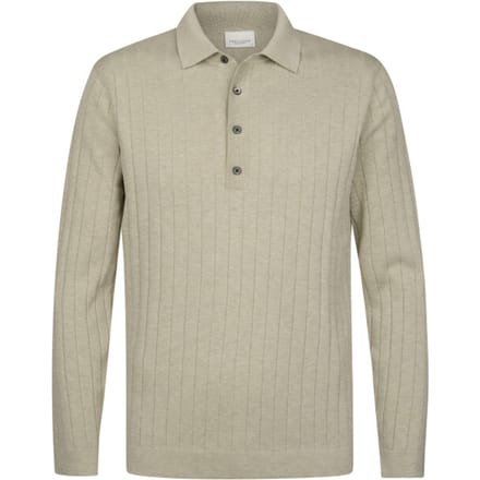 Profuomo Longsleeve Poloshirt Dropneedle Beige - Maat XL - Heren - Pullovers