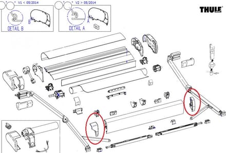 Thule Eindkap Lead Rail LH+RH 9200 Geanodiseerd