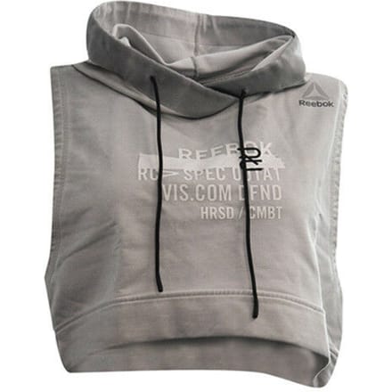 Reebok Combat Glory Mouwloze Grijze Training Cropped Hoody - Dames