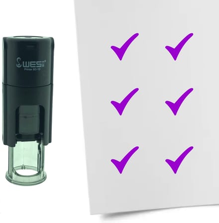 CombiCraft Stempel Vinkje 10mm rond - paarse inkt