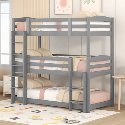 Sweiko Stapelbed - 90 x 200 cm *3 - Kinderbed - Demonteerbaar modulair houten bed - Grijs