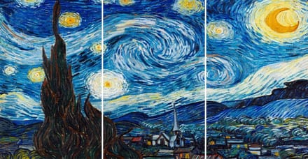 Van Gogh Starry at Night Mega glas schilderij