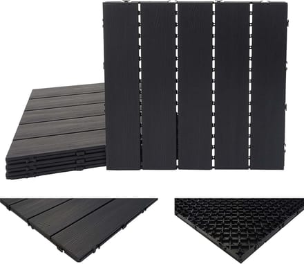 Vloertegels - Terrastegels WPC - Buitenruimte Aankleden - 3D Structuur Design - 50x50 cm - Antraciet
