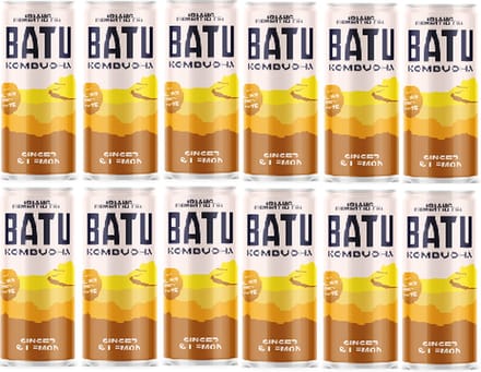 Batu Kombucha ginger & lemon 25 cl per blik, tray 12 blikken