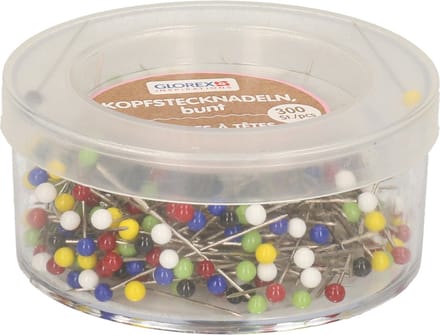 Glorex Spelden met parel kop/kopspelden/naaispelden - 3 cm - gekleurd - 300x stuks - hobby spelden