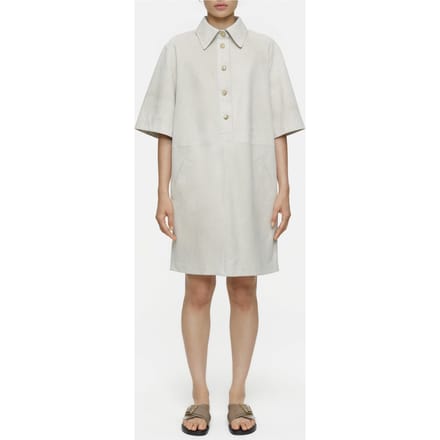 Closed Leather Dress Limestone Maat: M | Leren jurken Outlet | Dames | Ecru