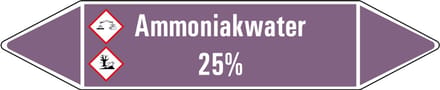 Ammoniakwater 25% leidingmarkering op vel - basen 252 x 52 mm - 3 per vel