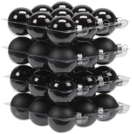 Othmar Decorations Kleine kerstballen - 36x st - zwart - D4 cm - glas - kerstversiering