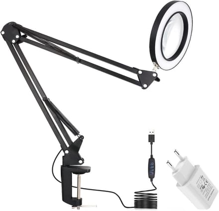 Vergrootlamp met Verstelbare Klem en 3 Kleurmodi voor Lezen en Hobby's