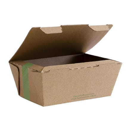 Vegware composteerbare ribkartonnen bakjes medium 60(H)x 150(B)x 110(D)mm (300 stuks)