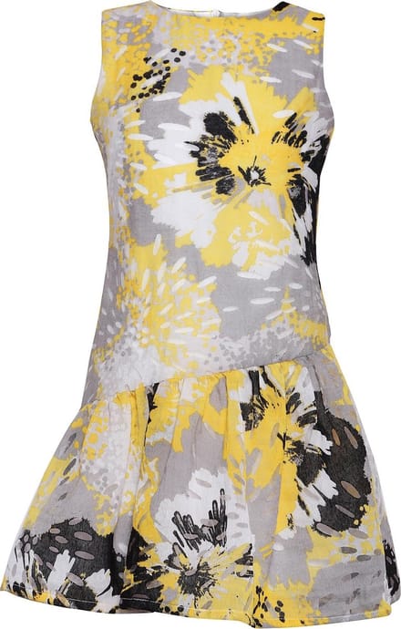 La V  feestelijke jurk met vrolijke kleur Multicolor geel 134