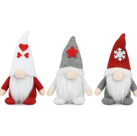 FSW-Products Gnoom - 3 Stuks Scandinavische Kerstdecoratie - Kerst Kabouter - Kerstbeelden en Figuren - Gnomes