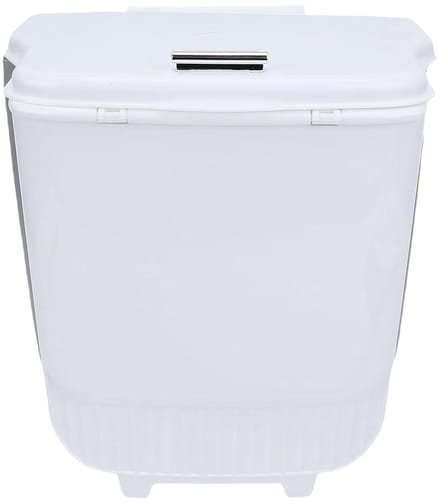 Compostbak Keuken - Kleine Prullenbak - Afval Beheer - Hangend met Deksel - 1 Liter - Witgrijs
