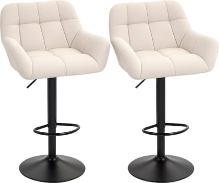 HOMCOM Barstool Kunstleer, Polyester 57,5L x 52,5B x 93-114H cm Crèmewit