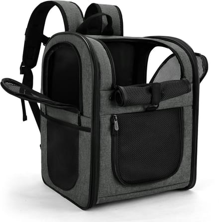 Huisdier Rugzak - Draagbare Tas - Reizen met Huisdier - Groot Ventilerend Ontwerp - 42x29x32 cm - Grijs