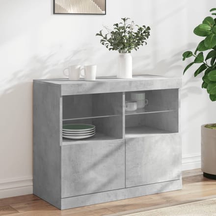 vidaXL - Dressoir - met - LED-verlichting - 81x37x67 - cm - betongrijs