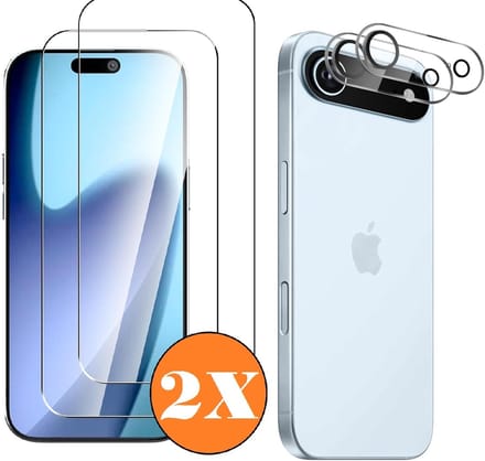 Screenprotector geschikt voor iPhone Air ScreenProtector en Camera lens protector/ Tempered glass - Beschermglas - Glasplaatje - 2+2 stuks