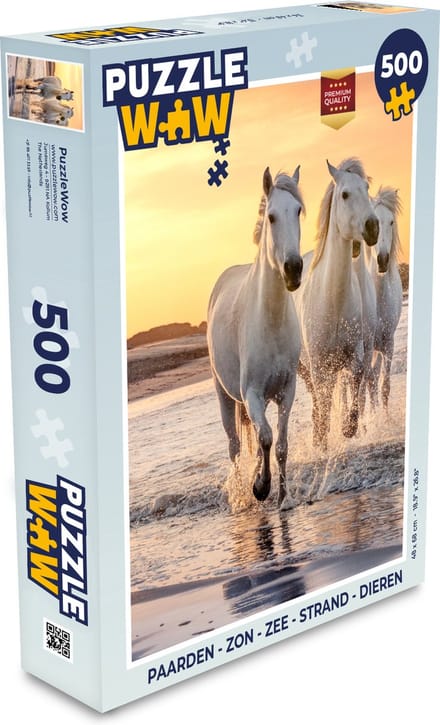 Puzzel Paarden - Zon - Zee - Strand - Dieren - Legpuzzel - Puzzel 500 stukjes