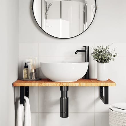 vidaXL - Badkamer - wandschap - staal - en - massief - eikenhout