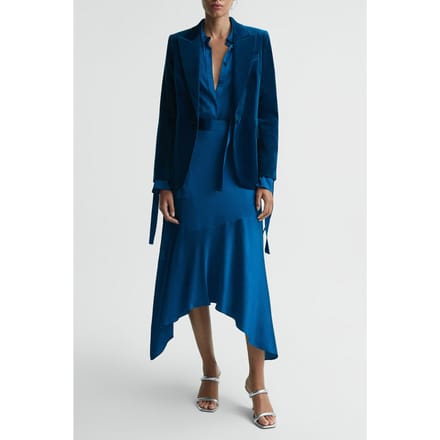 Reiss Asymmetric Midi Skirt — Dark Blue Maat: 6 | Midi Rokken Outlet | Dames | Blauw