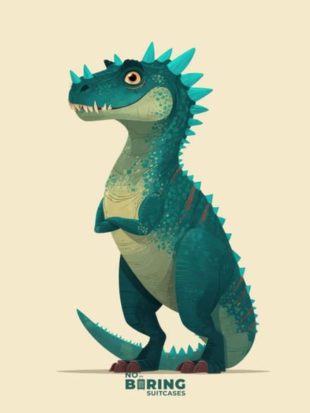 Kinderkoffer blauw - Dino - Beige - Groen