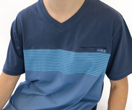 MEQ Heren Shortama - Pyjama Set - Zijzakken - Donker Blauw - Maat L
