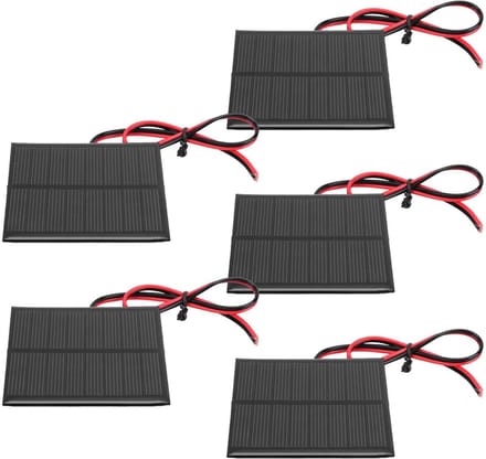 Allecto - Set van 5 Stuks DC 4V Mini Zonnepaneel met 30 Cm Kabel - Hoge Efficiëntie Polysilicon Module