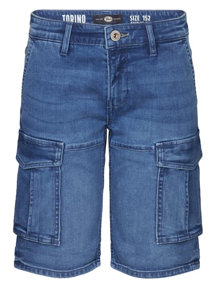 Petrol Industries - Jongens Torino Cargo Short Denim Aventura - Blauw