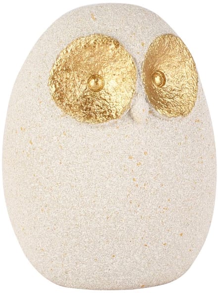 Dekoratief | Deco uil 'Jean', wit/goud, resina, 10x9x12cm | A260580