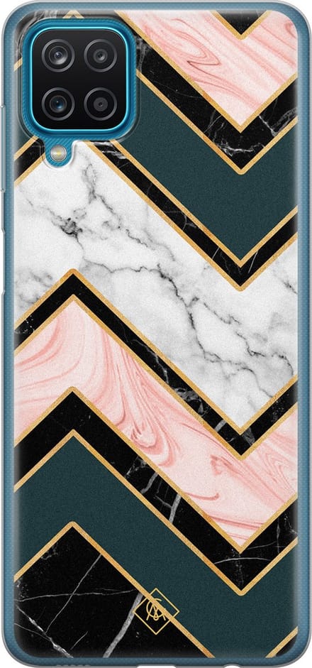 Casimoda® hoesje - Geschikt voor Samsung A12 - Marmer Triangles - Backcover - Siliconen/TPU - Multi