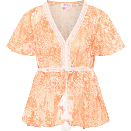IZIA Blouse Dames Oranje Wit