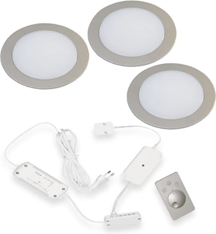 Hera FR-68 Dynamic Led set van 3 spots met dimmer inbouw 24V/4W Rvs-Look