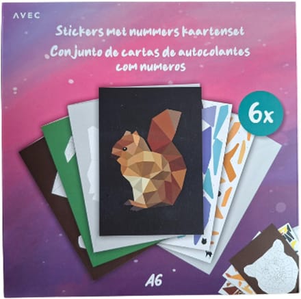 Stickers op Nummer Knutselset A6 - Geometrisch – 6 Afbeeldingen | Creatief Puzzelplezier
