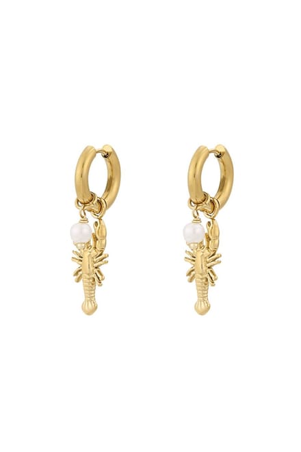 Bijoutheek Oorhangers Lobster Parel Goud